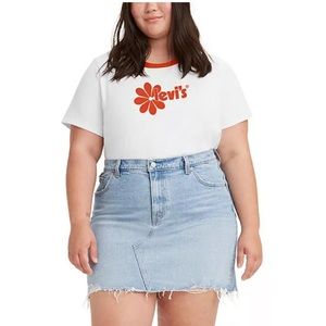 Levi’s T Shirt 1X Top Shirt Floral Groovy Crop Jordie Plus Size White Orange